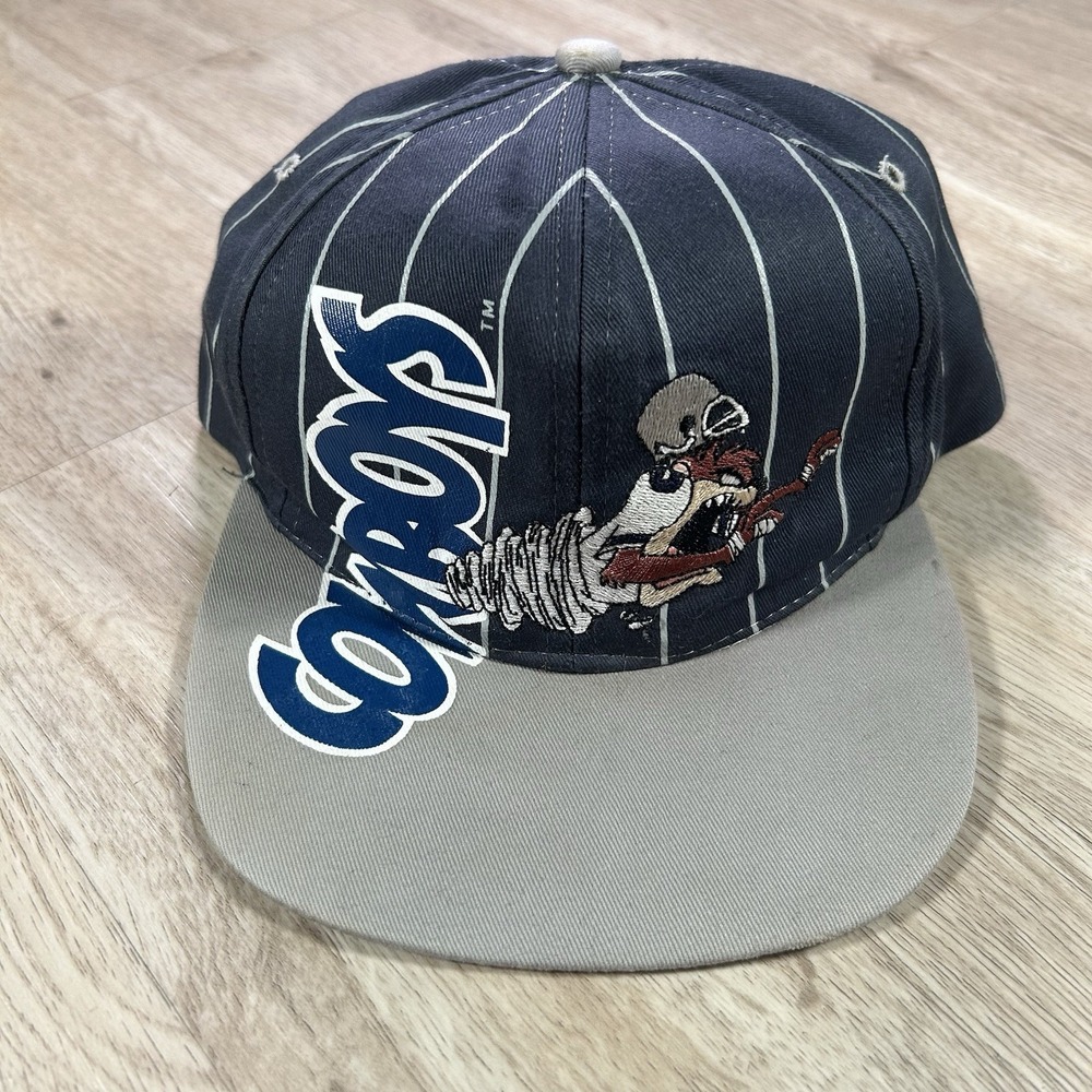 VTG 1994 Dallas Cowboys Taz Looney Tunes Snapback Hat  YOUTH NFL Blue Gray Cap